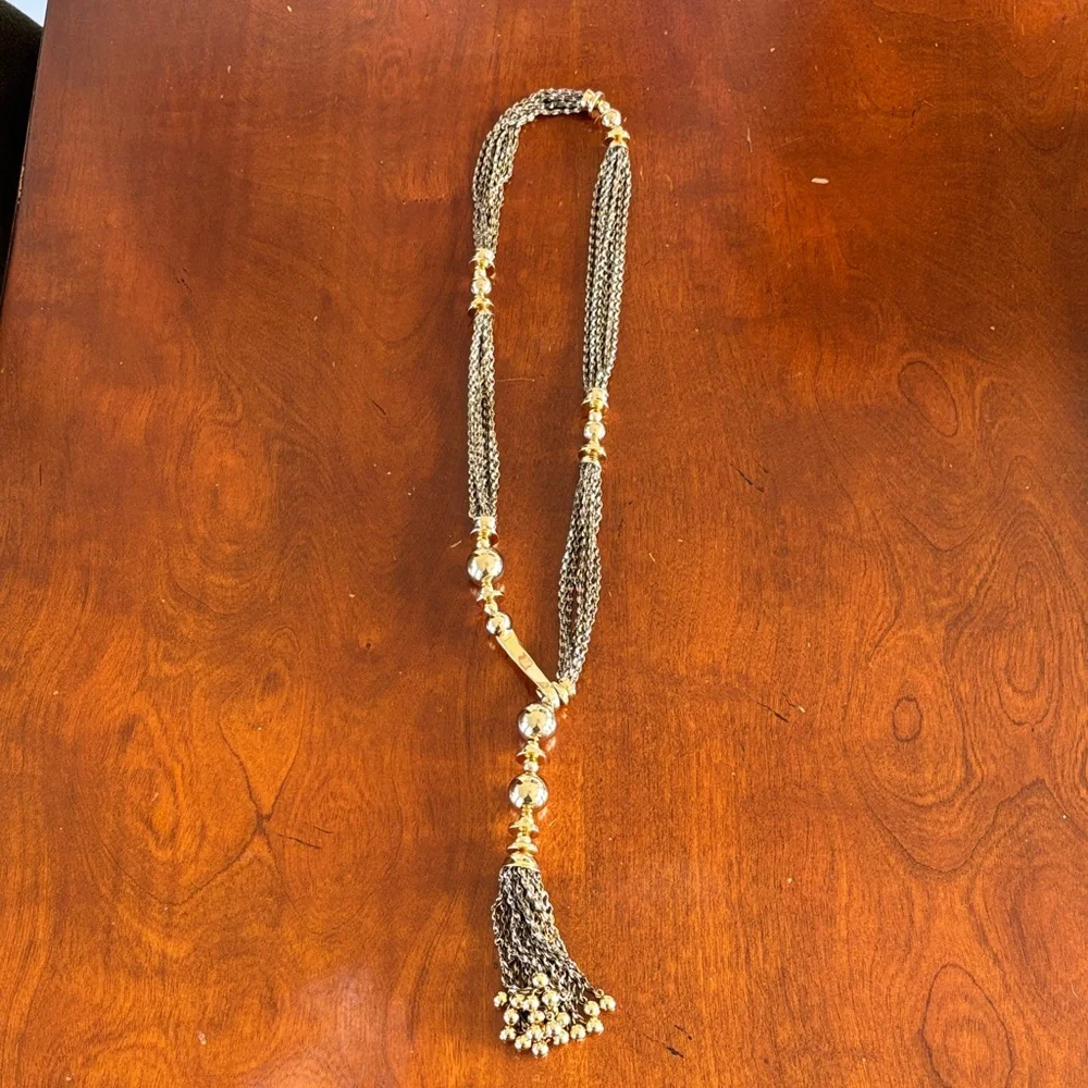 Stella & Dot Gold and Brown Tassel‎ Necklace